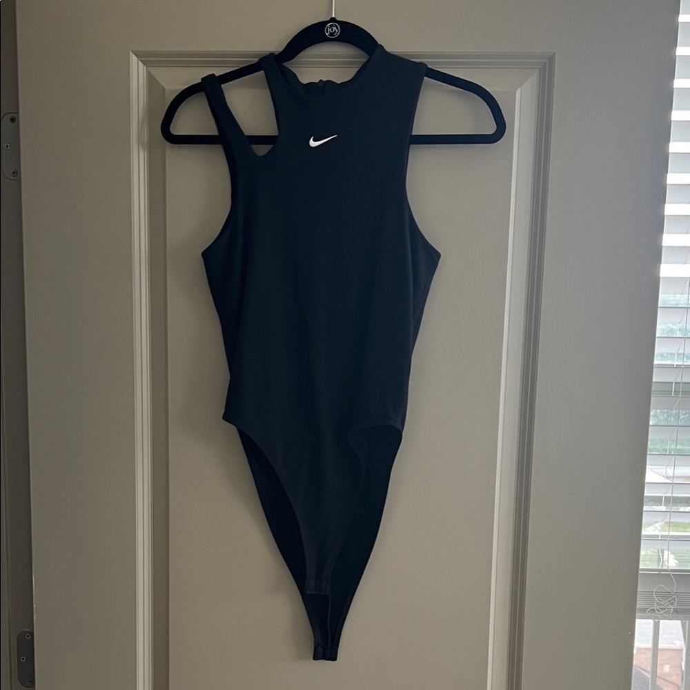 Nike Women's Black One-Piece Swimsuit with White Logo